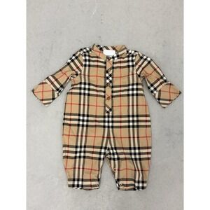 Burberry Baby Boy Girl Vintage Check Romper 3M 62cm Beige Plaid Bodysuit Auth